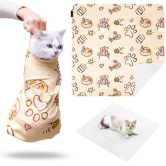 Kiorafoto manta-cuidado-gato-90x90cm protege al gato durante el cuidado.