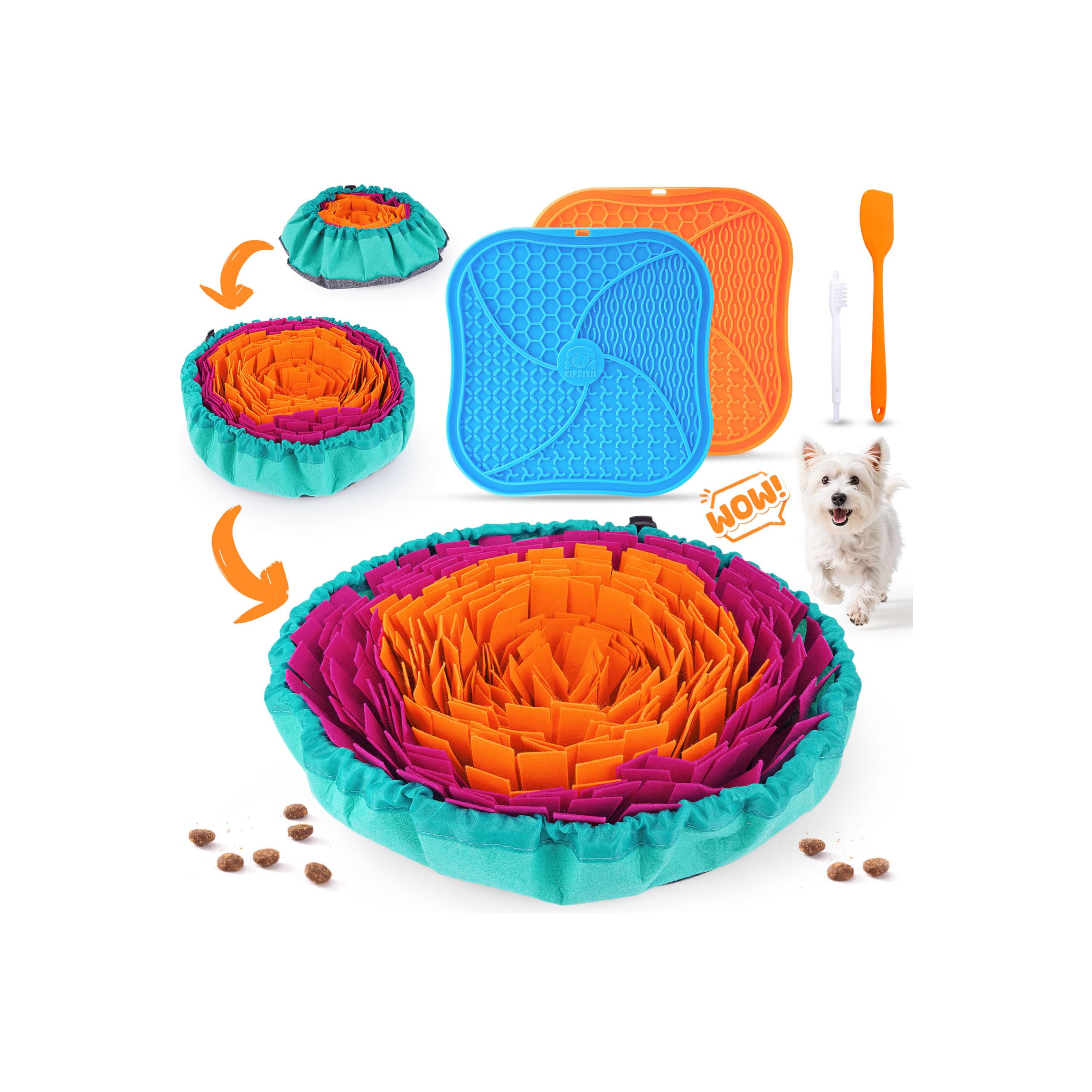 KIPRITII set de alimentación con tapete olfativo para perros, estimula el olfato durante la comida