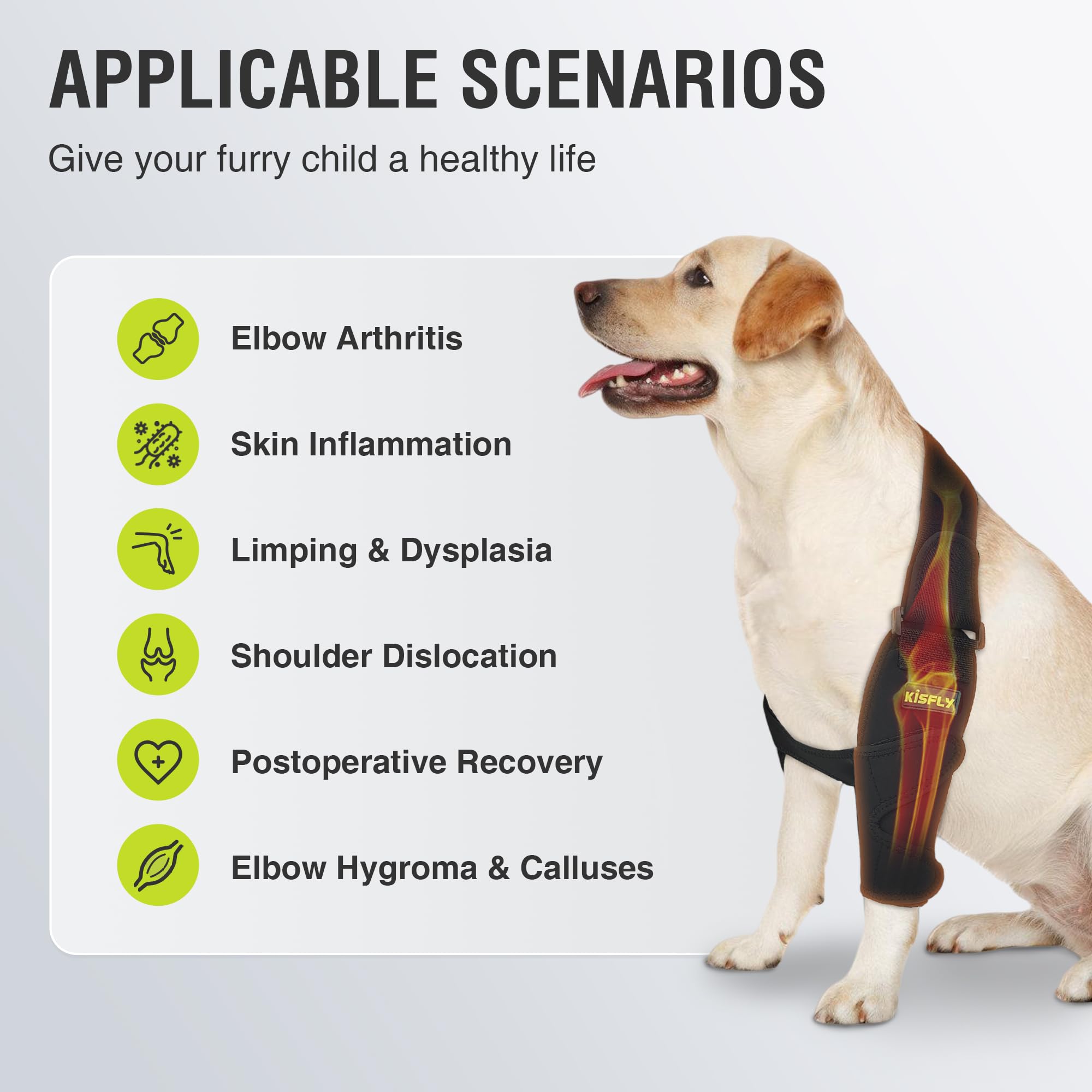 Prevención de lamido y protección de heridas en el codo con KISFLY.