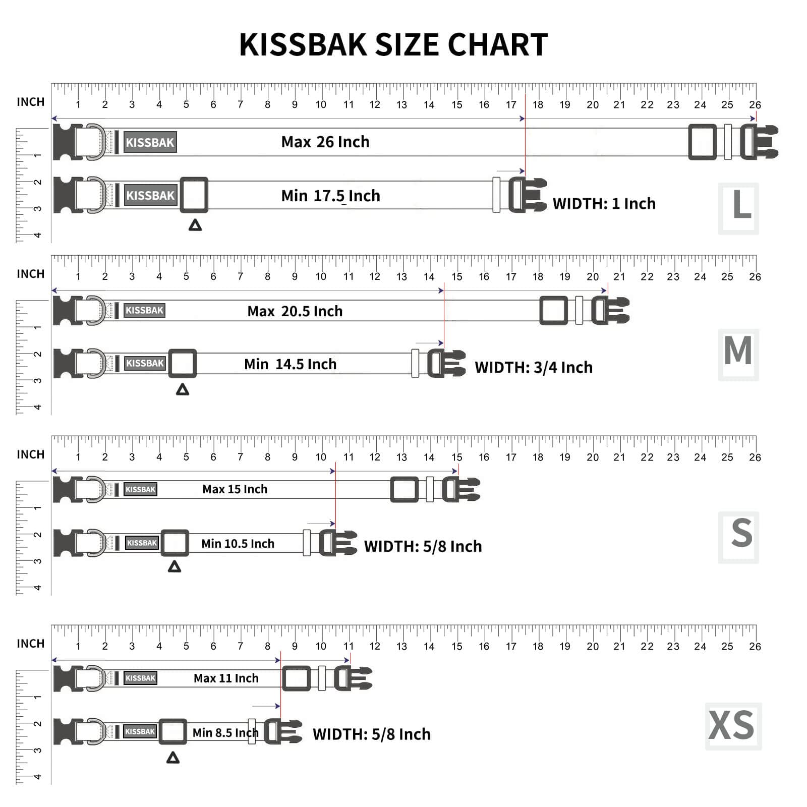 KISSBAK collar grande, ajuste suave y fácil de poner.