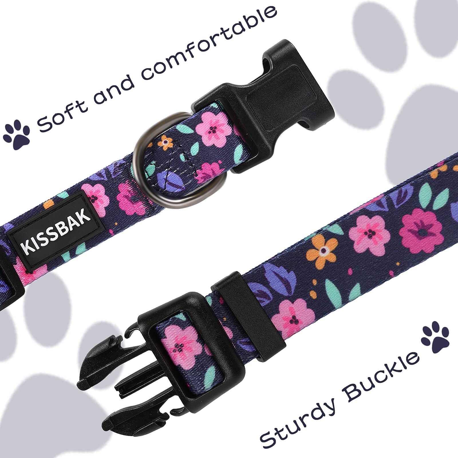 Collar KISSBAK floral rosa claro, perfecto para sesiones de fotos al aire libre.
