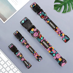 KISSBAK collar para perro grande, diseño floral violáceo para uso diario