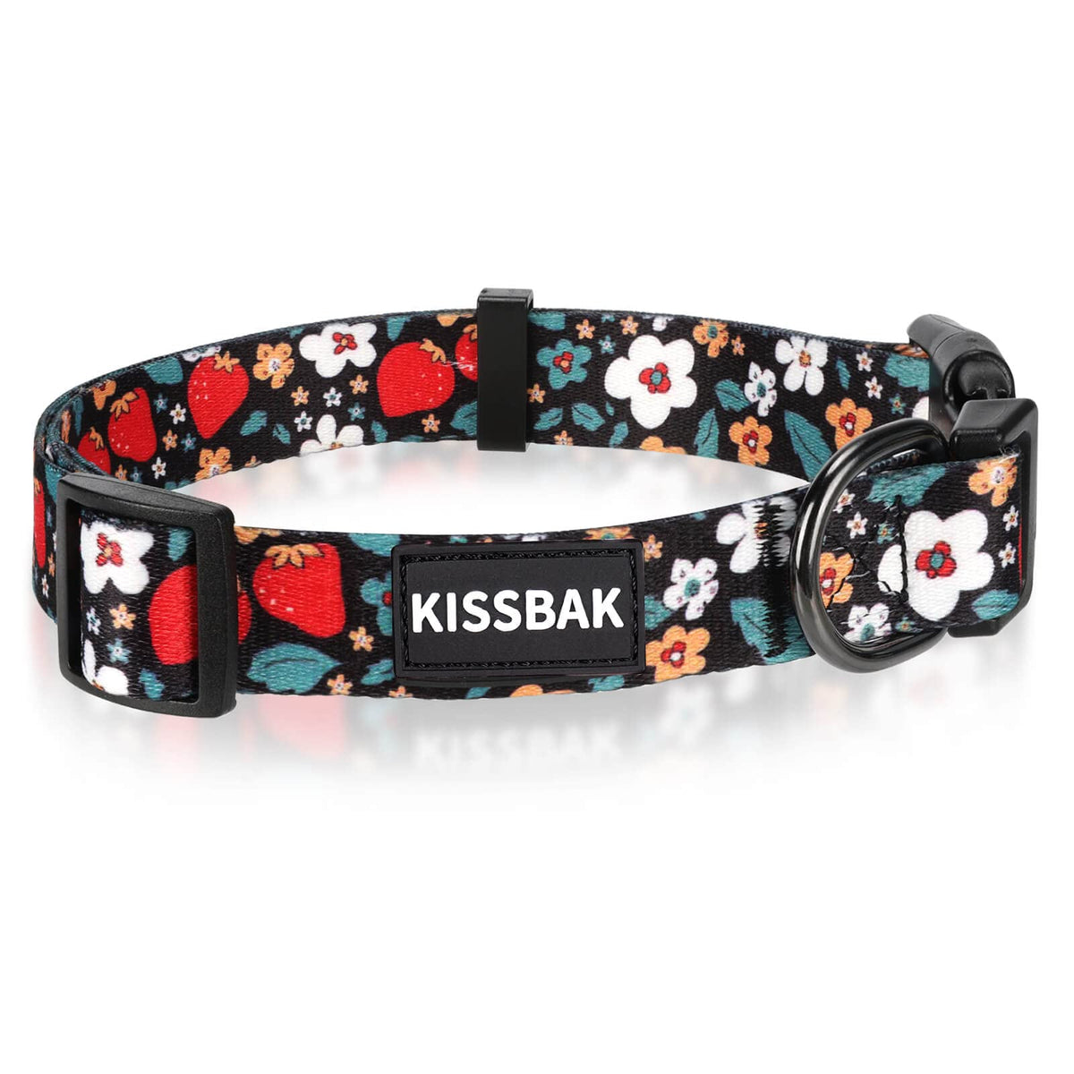 KISSBAK collar para perro grande estilo floral fresa para paseos cómodos.