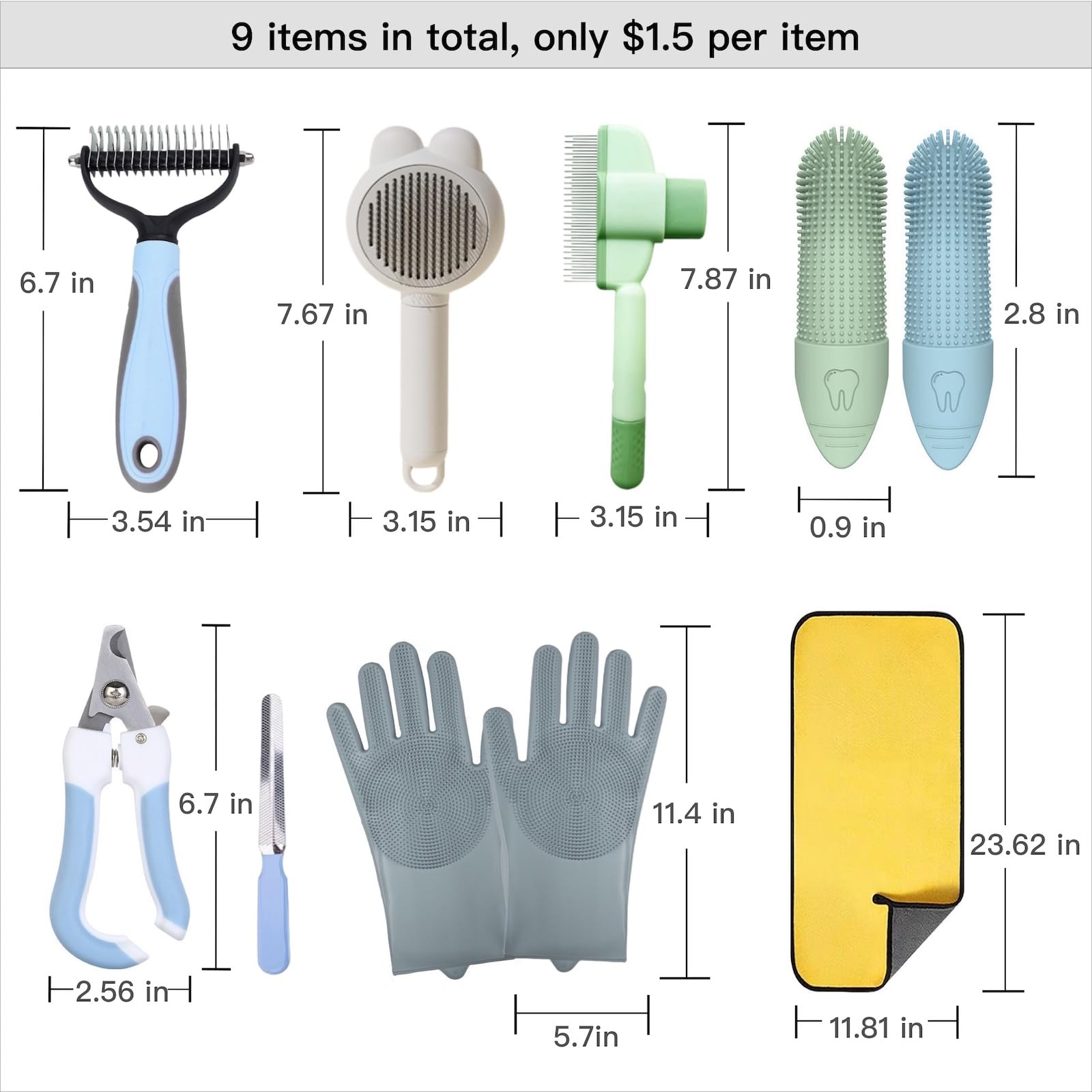 Kit de cuidado mascotas: cepillo dental 360° para limpieza completa.