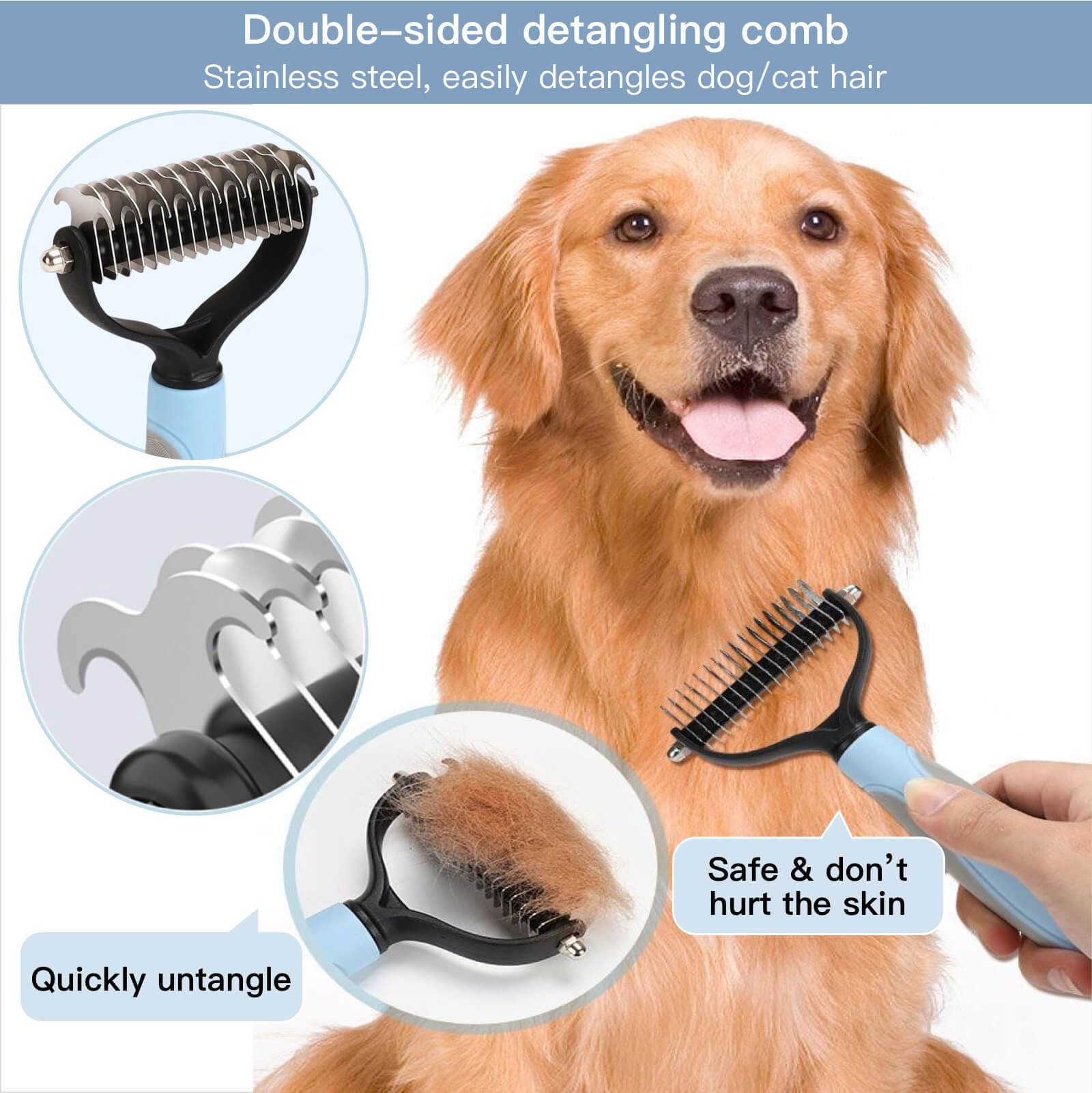 Kit de cuidado mascotas: peine antipulgas para limpieza segura y eficiente.