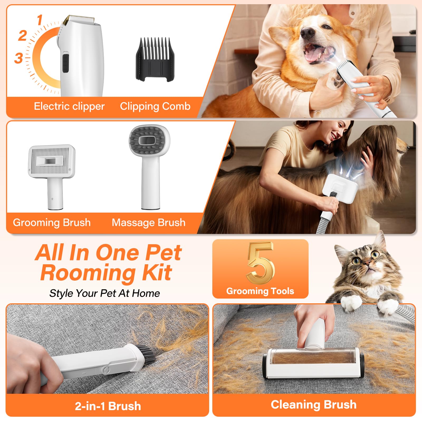 Equipo silencioso: kit de aseo para perros con 60 dB para sesiones tranquilas