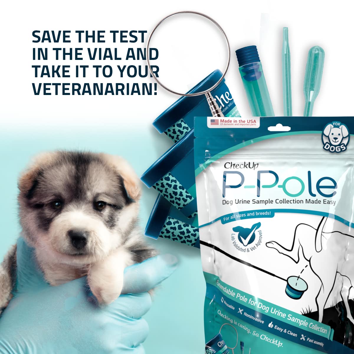 KIT4CAT CheckUp P-Pole: recipiente con tapa para perros de diferentes tamaños