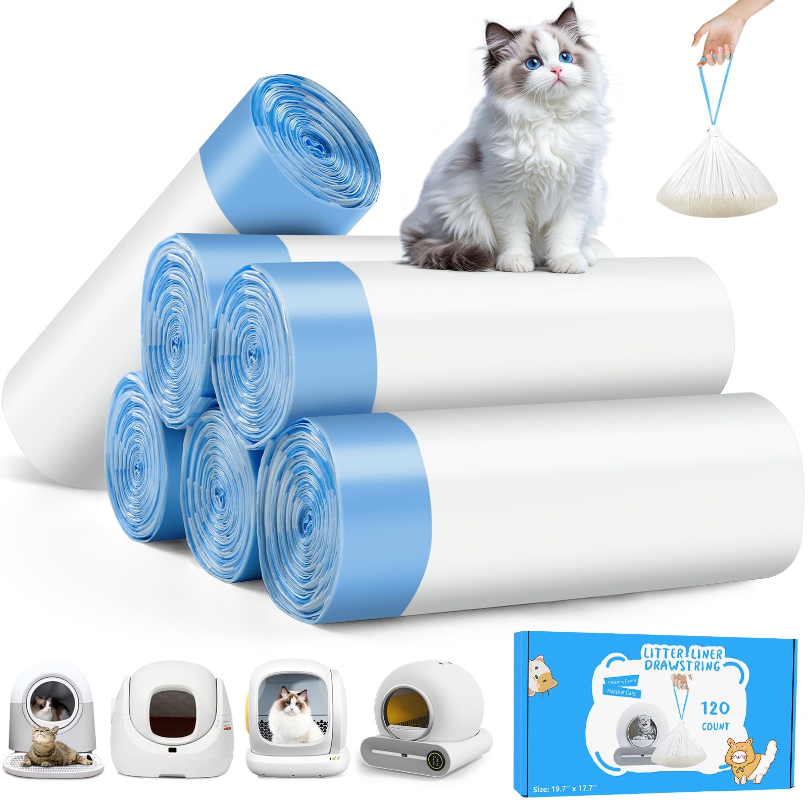 Kitcanis funda para caja de arena, 120 unidades, limpieza rápida
