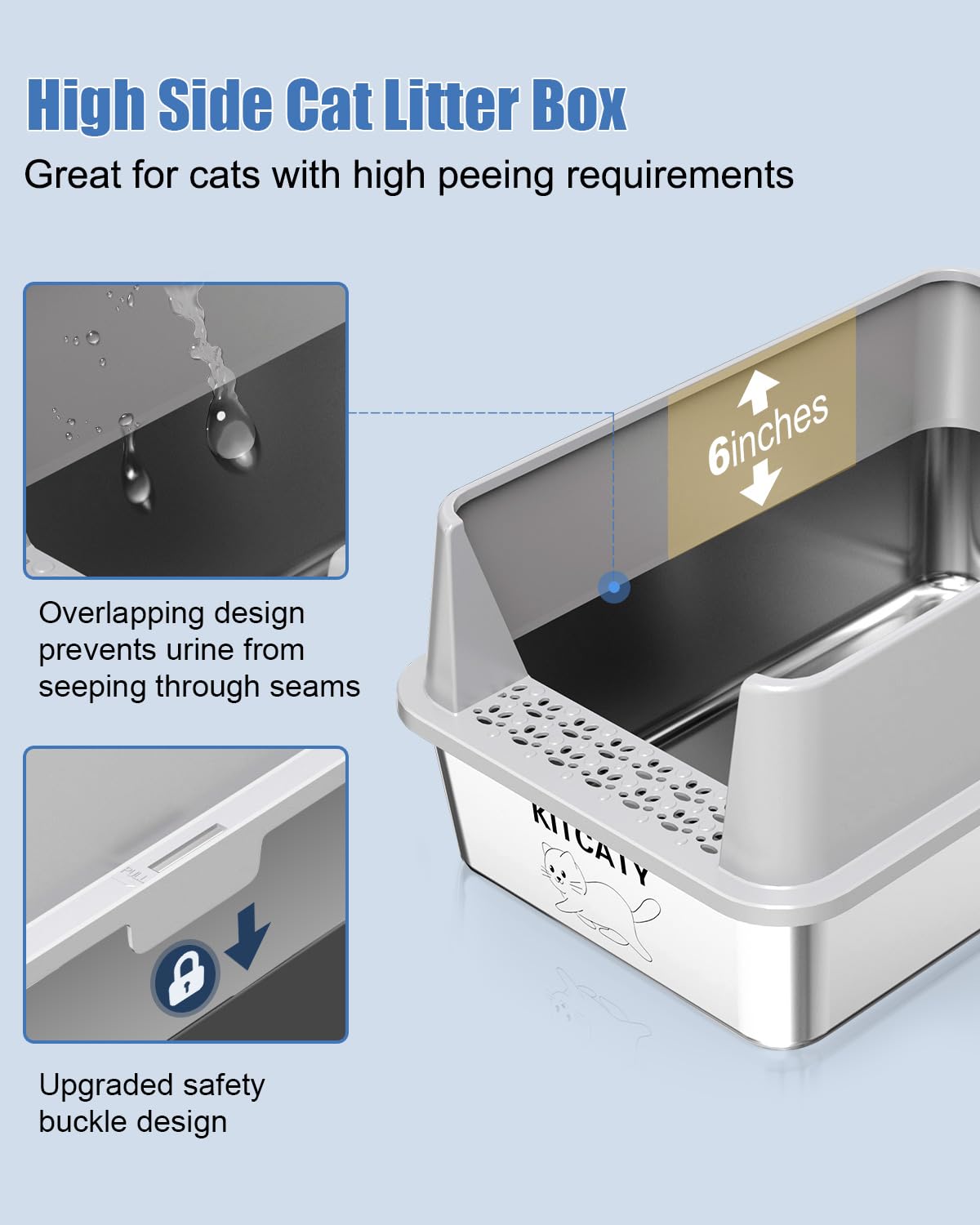 KITCATY base antideslizante en caja de acero inoxidable, para uso estable.
