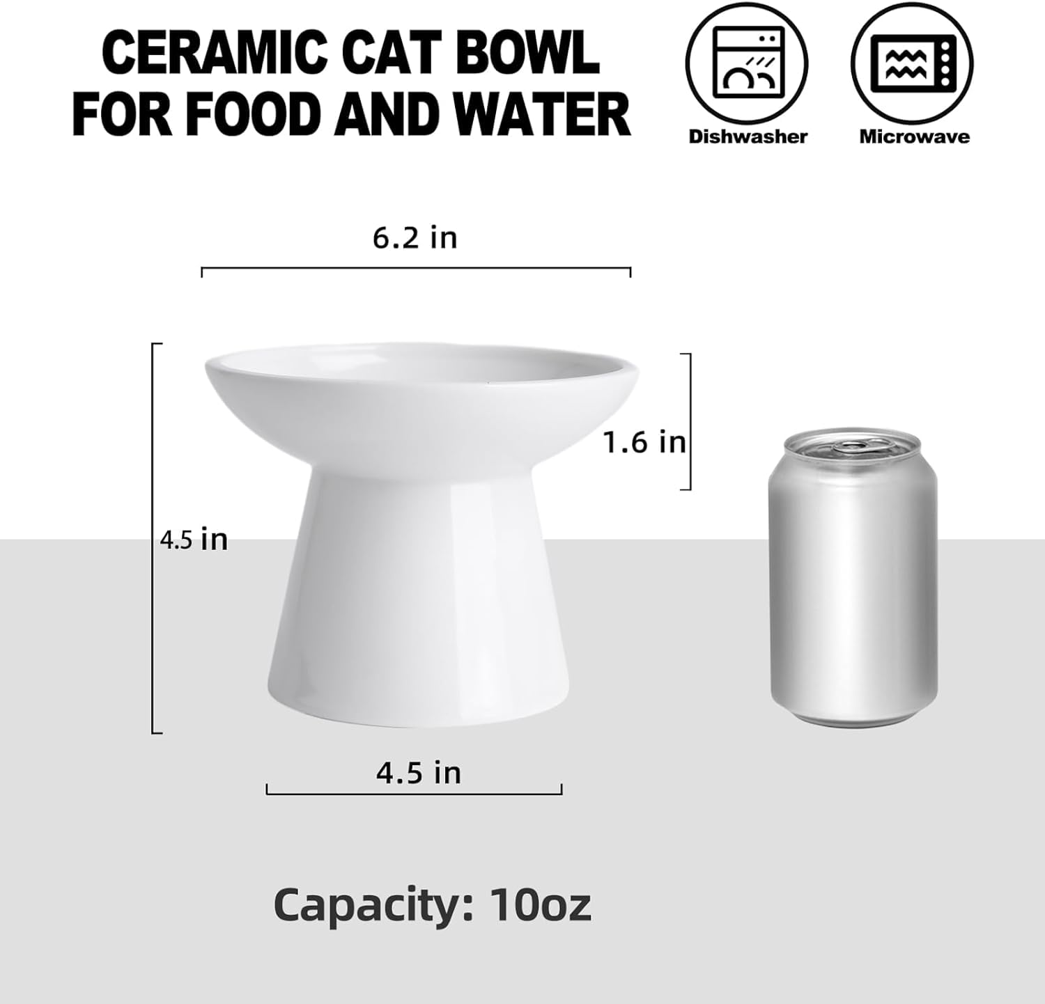 KitchenLestar conjunto de 4 tazones cerámica blanco para mascotas