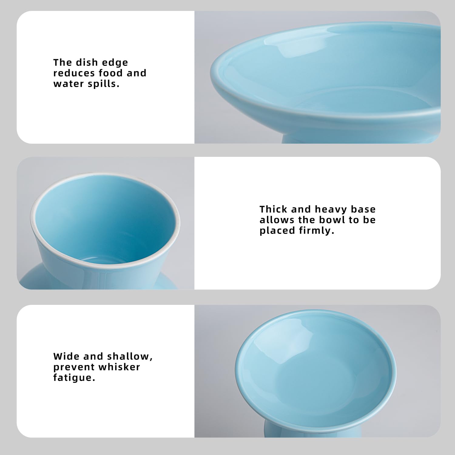 KITCHENLESTAR tazón cerámico azul, altura de 5 pulgadas para postura cómoda.