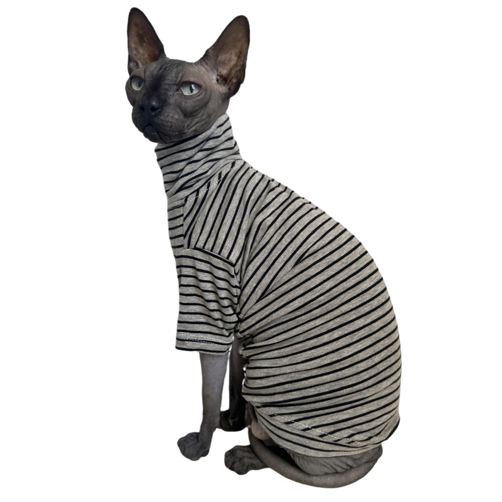 Kitipcoo camiseta de gato con rayas grises, práctica para uso diario