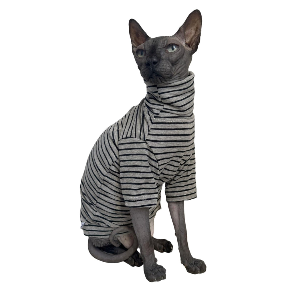 Kitipcoo abrigo gris a rayas para Sphynx, ideal para vestir y tomar fotos