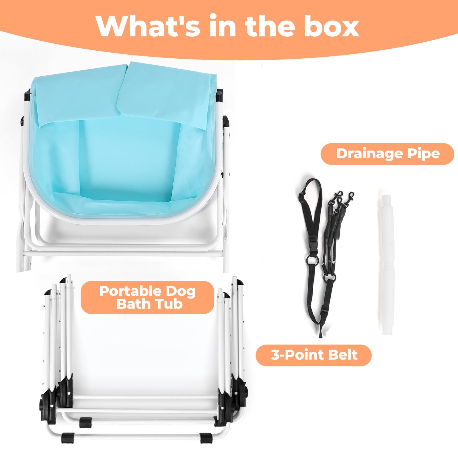 KITPLUS Bañera elevada, bolsillos laterales para accesorios de grooming