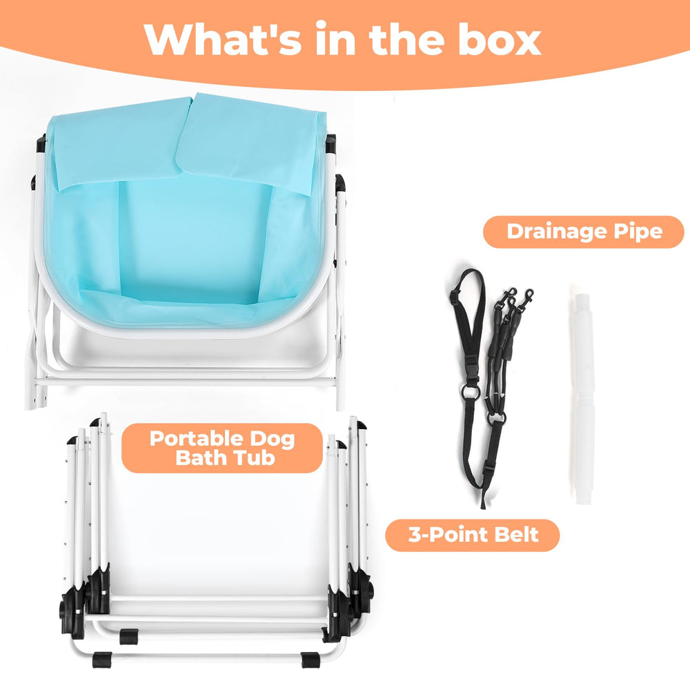 KITPLUS Bañera elevada, bolsillos laterales para accesorios de grooming
