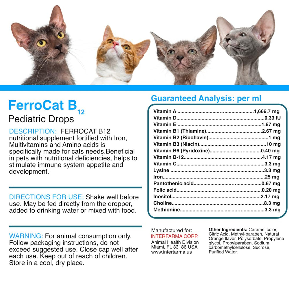Seguridad y almacenamiento de Ferrocat B12 para mascotas.