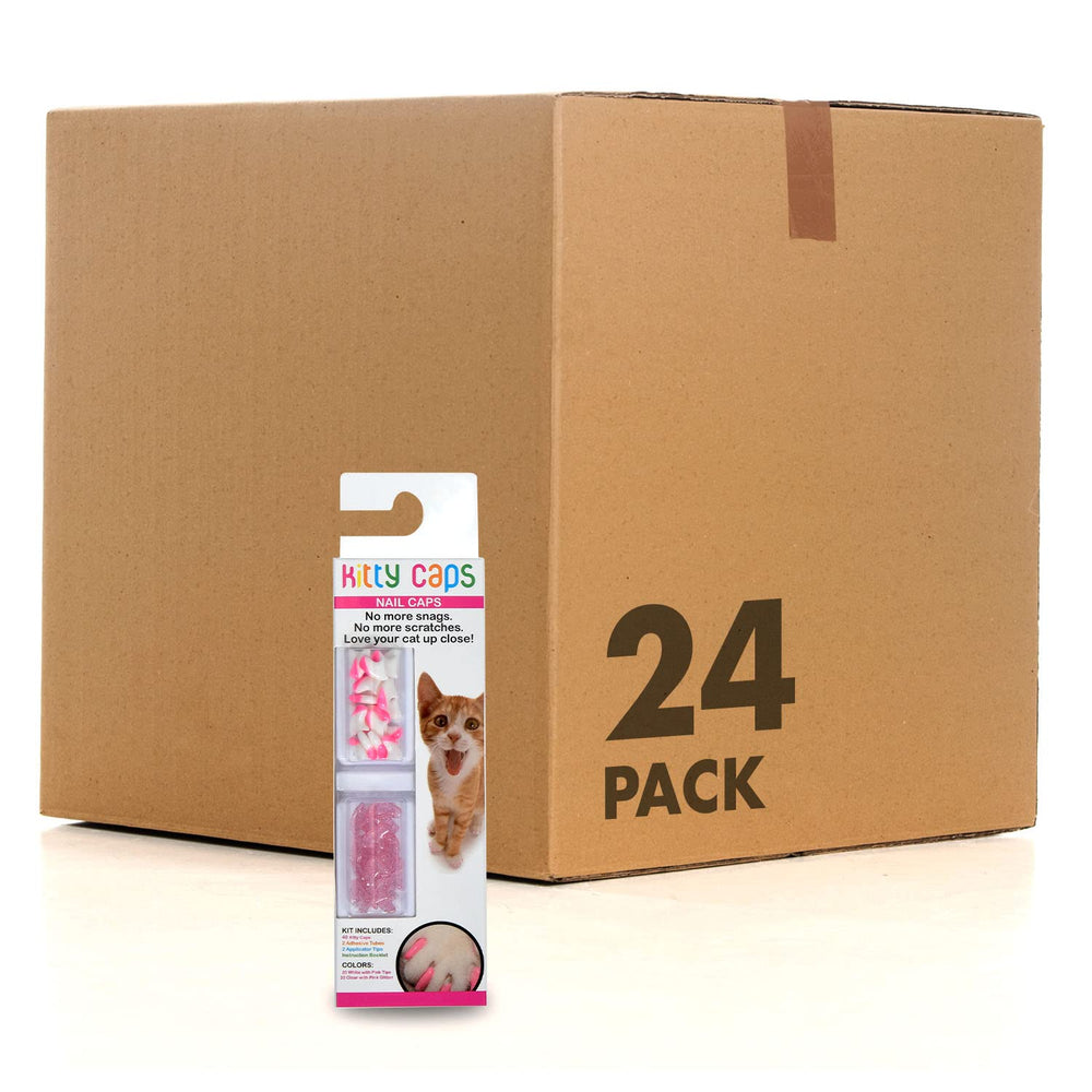 Kitty Caps uñas para gatos blancas con puntas rosas, protegen muebles y evitan arañazos