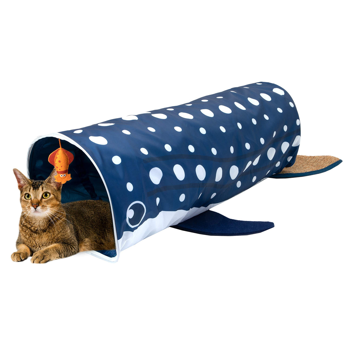 Kitty City tunel ballena azul, ideal para que la gata explore y juegue.