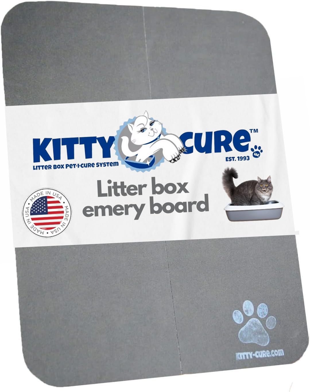 KITTY CURE lima garras en caja de arena para cuidado diario de las uñas.