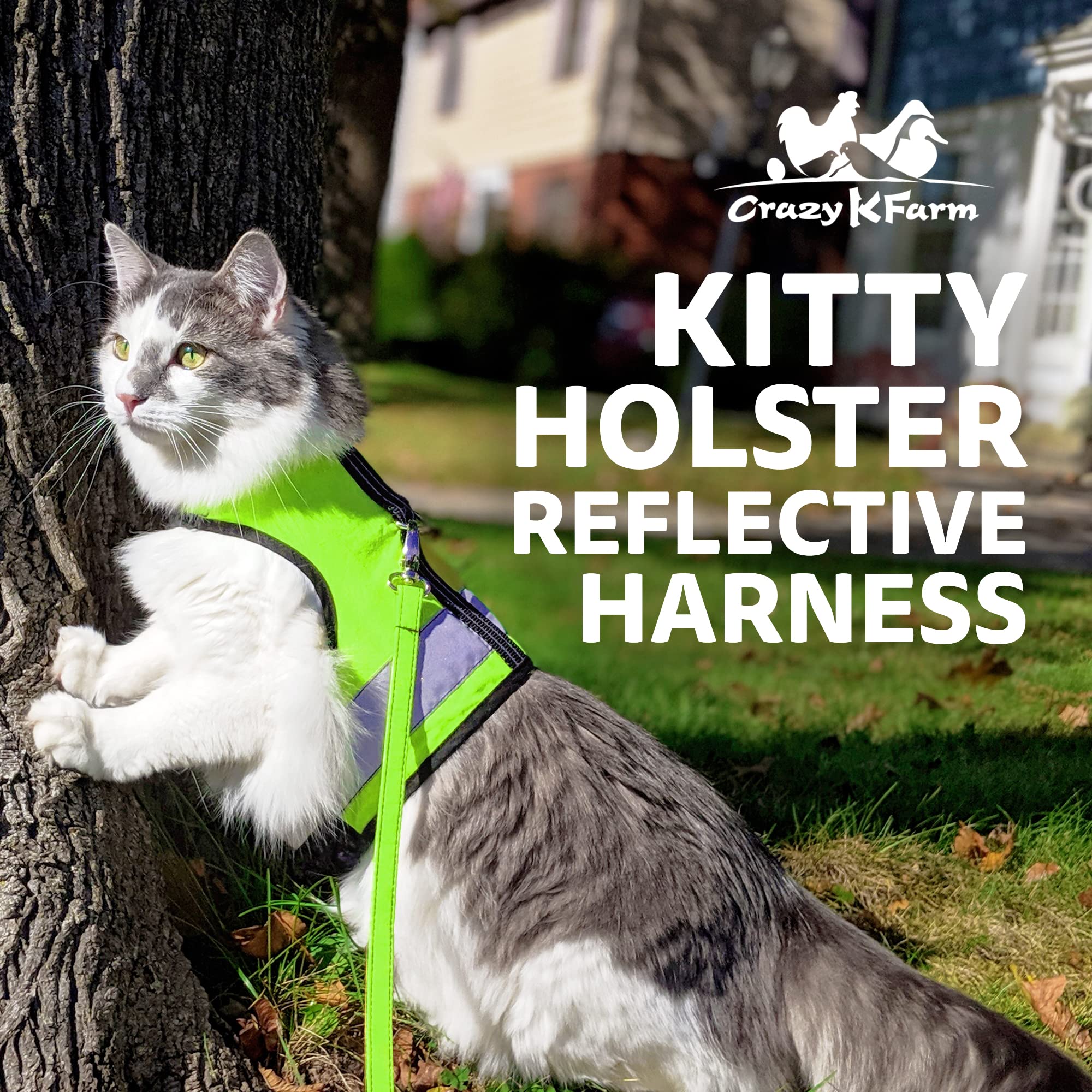 Kitty Holster cierre de gancho y Velcro firme para evitar escapes durante caminatas.