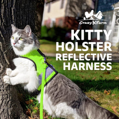 Kitty Holster cierre de gancho y Velcro firme para evitar escapes durante caminatas.