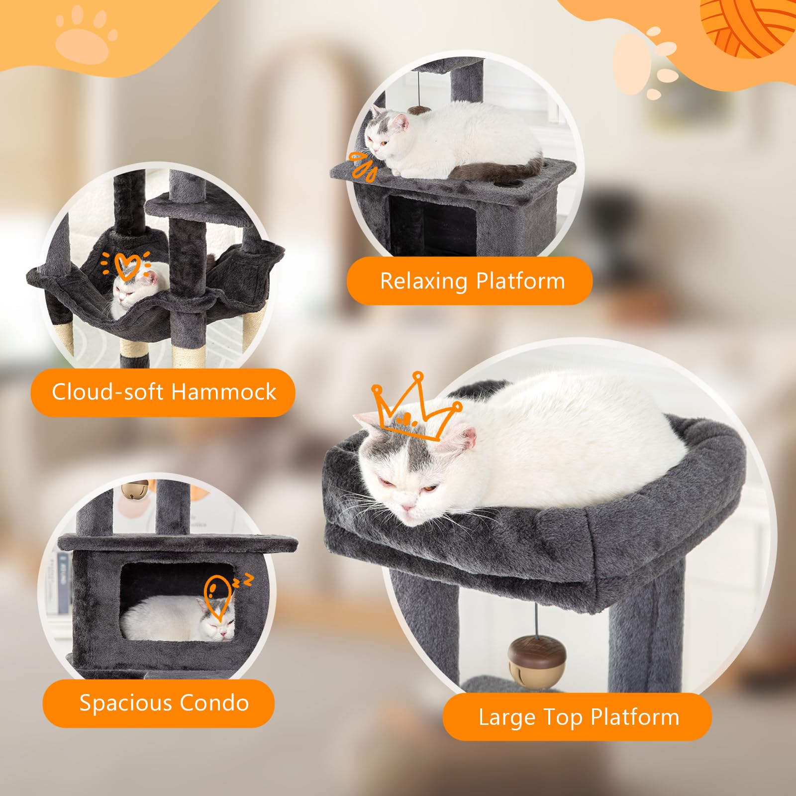 KITTY KINGDOM hamaca colgante proporciona un nido cómodo para dormir o relajarse