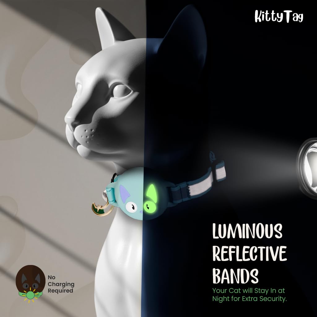 KittyTag collar AirTag luminoso: iluminación suave para detección en la oscuridad.