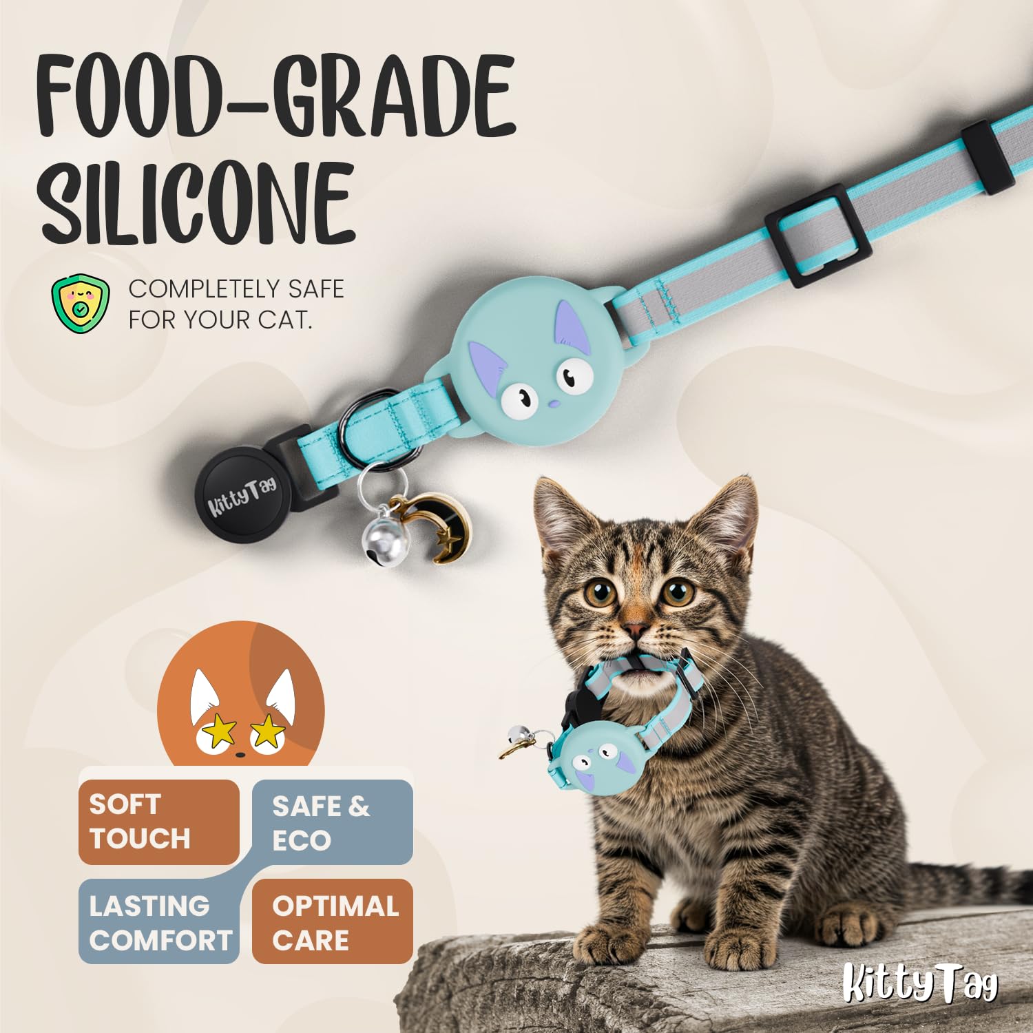 KittyTag collar AirTag resistente al agua: perfecto para aventuras mojadas.
