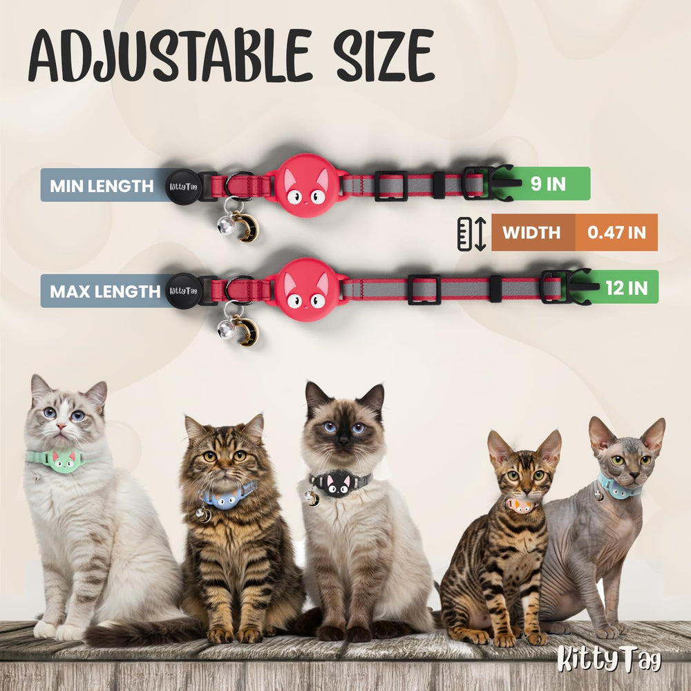Diseño cómodo KittyTag para gatos y gatitos de distintos tamaños.