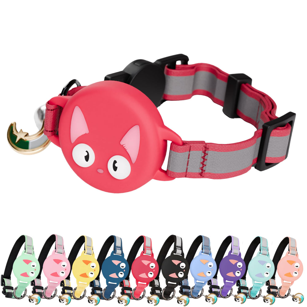 Collar KittyTag con soporte AirTag para localizar al gato con facilidad.