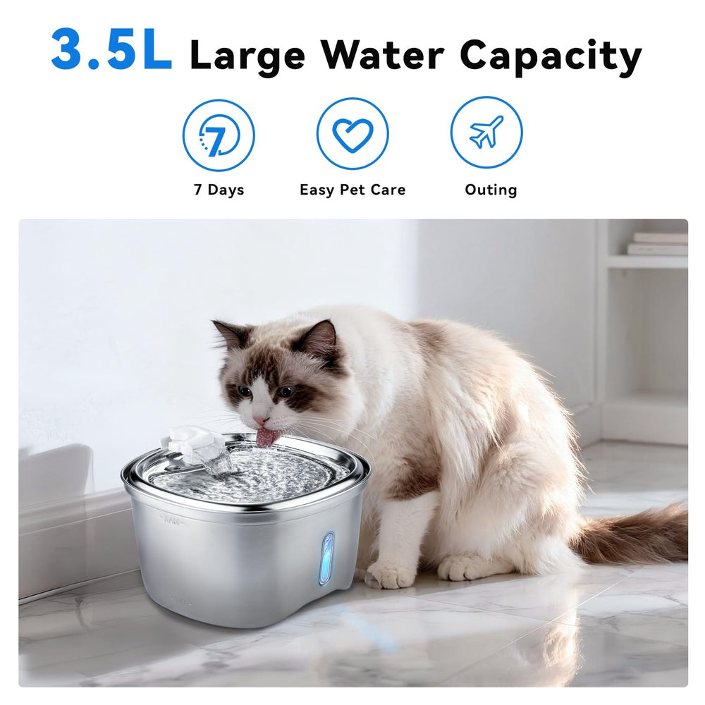KiwiLove Fontana con capacidad de 3.5 L, reduce recargas diarias.