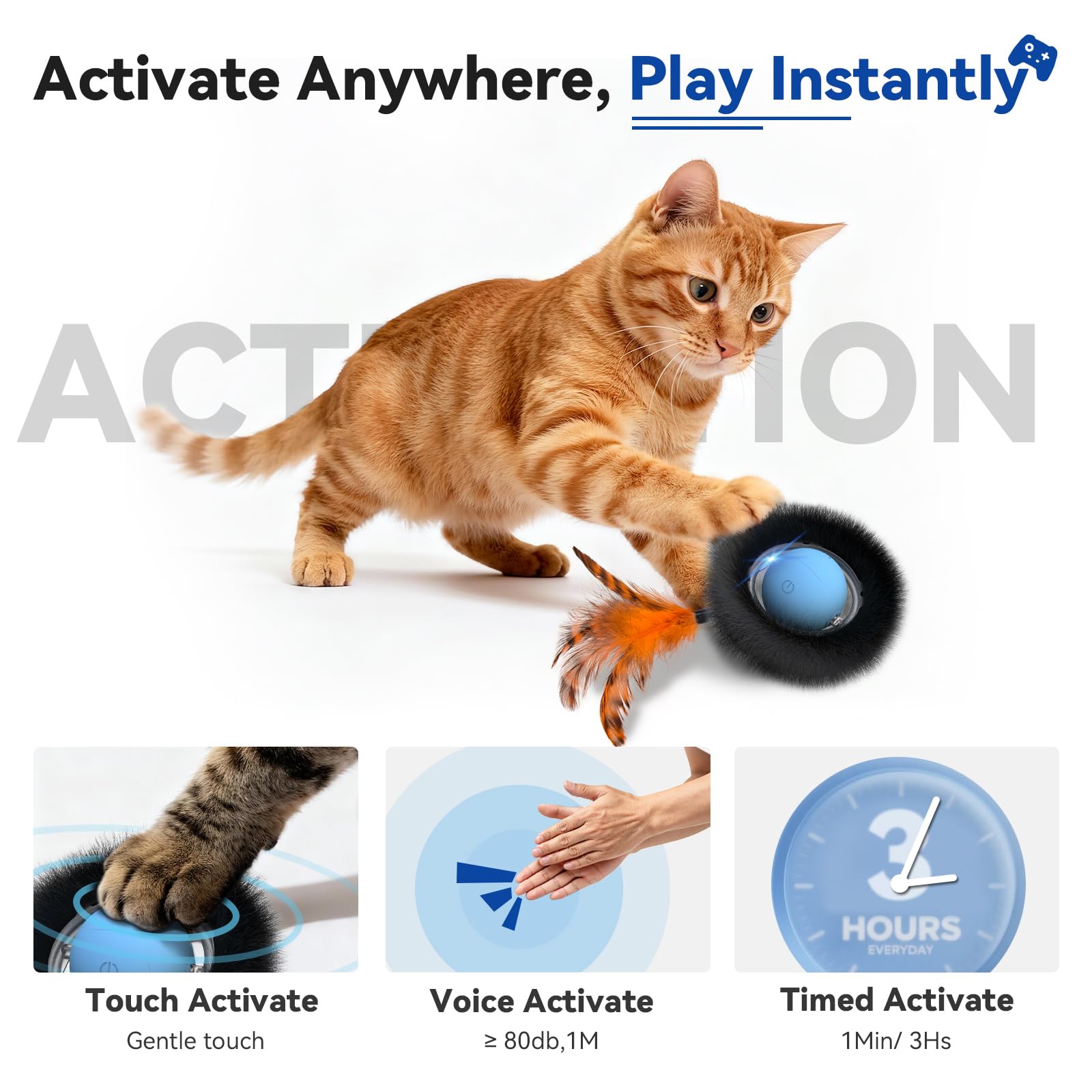 KiwiLove Juguete Gato Interactivo: activación en tres modos para juego variado.