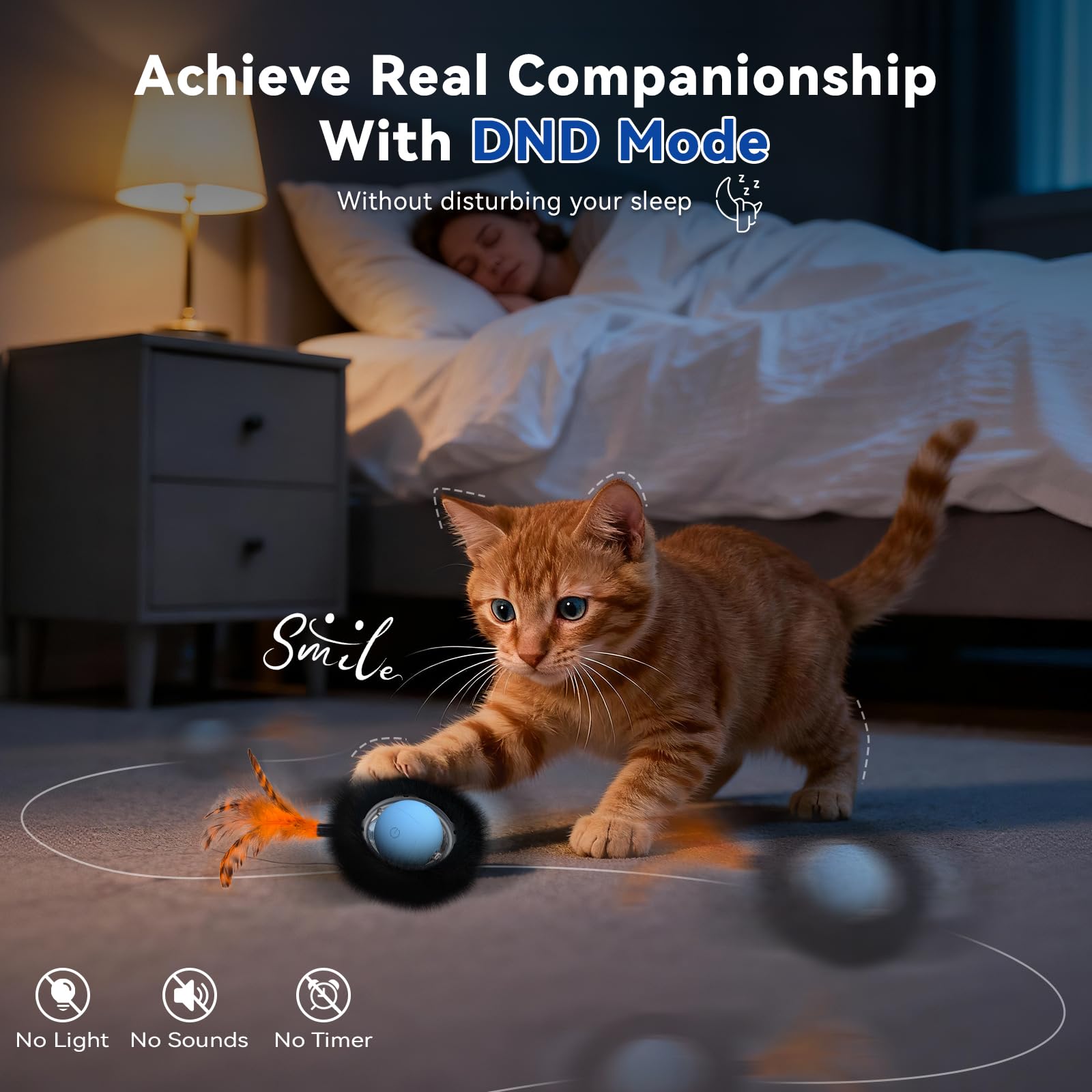 KiwiLove Juguete Gato Interactivo: aplauso para localizar la bola fácilmente.