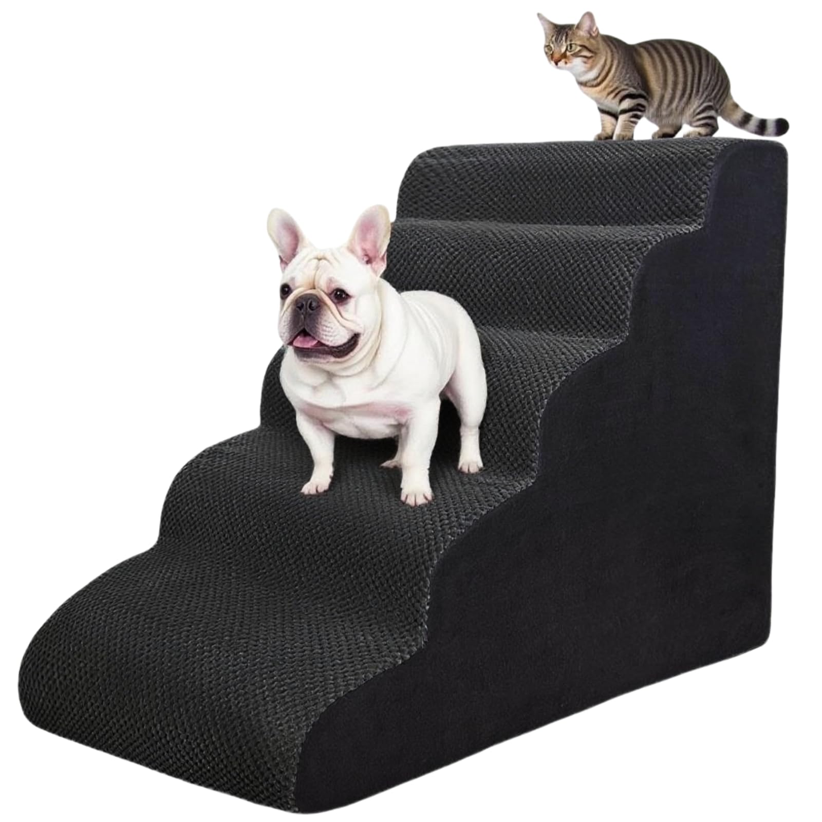KIWIWOOF escalera de 5 pasos, frontal, facilita el acceso a la cama alta.
