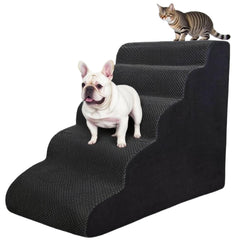 KIWIWOOF escalera de 5 pasos, frontal, facilita el acceso a la cama alta.