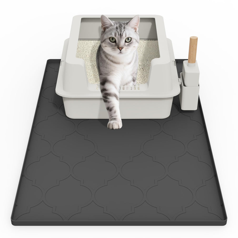 kixcvdm alfombrilla para caja de arena silicona 34x22, recoge arena y protege el suelo