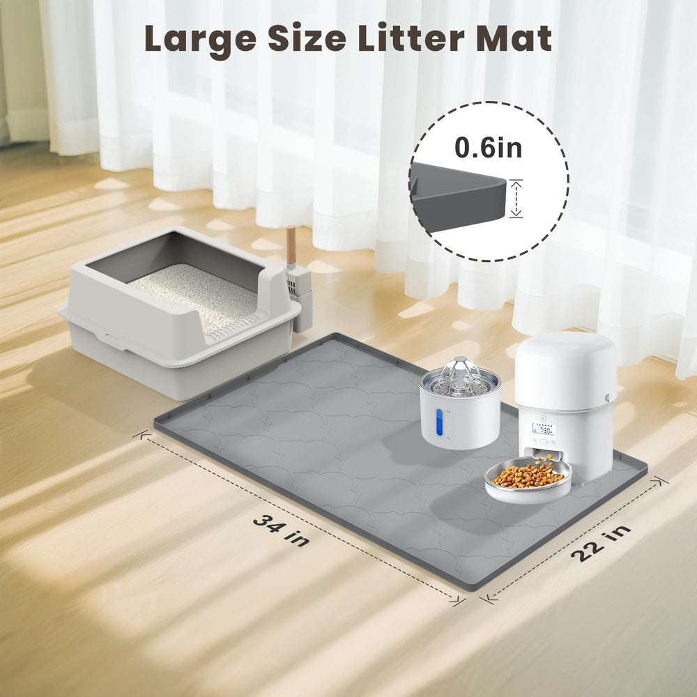 KIXCVDM alfombrilla para uso doble gris, adecuada para bandeja y comederos.