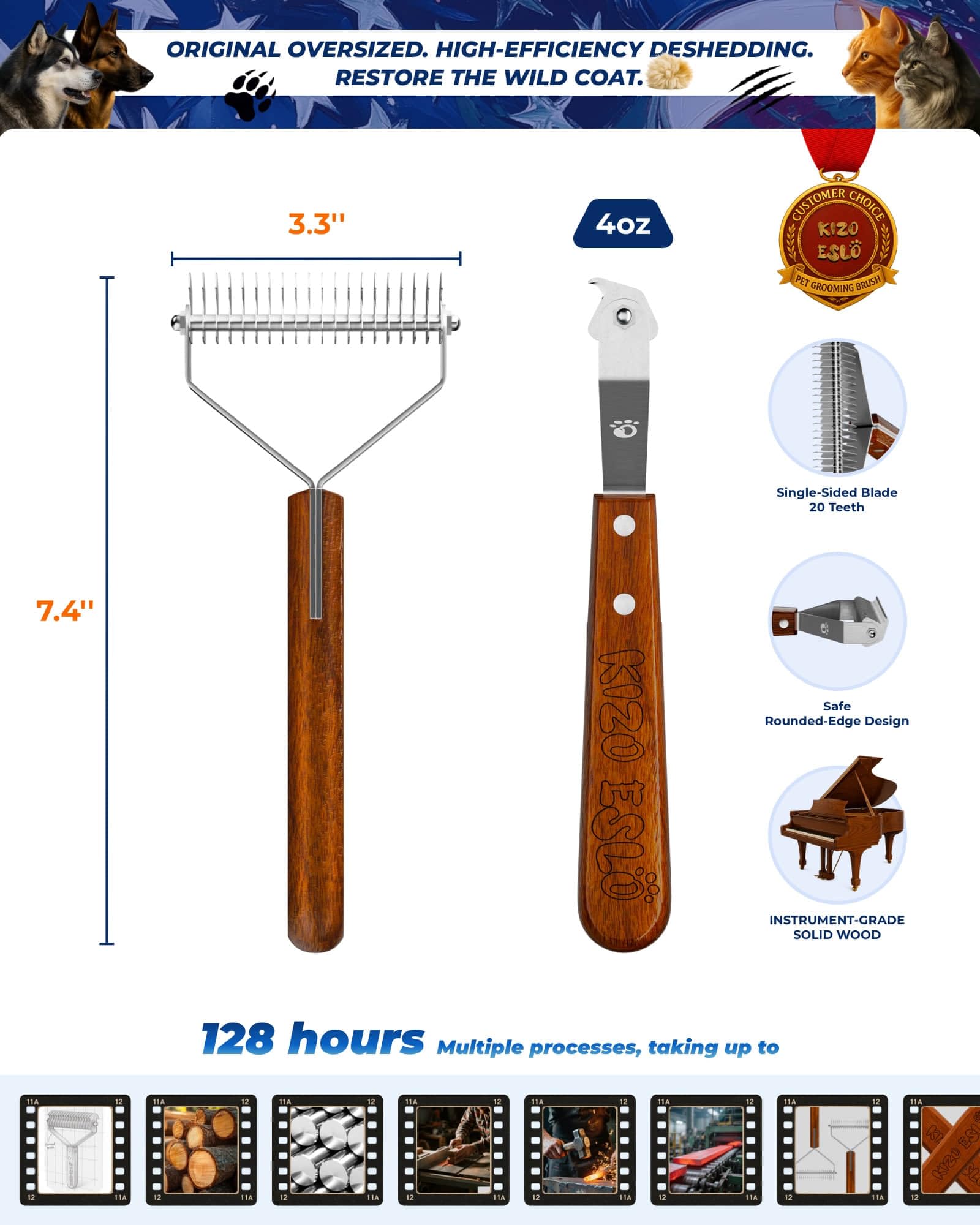 Mango de madera Sapele ergonómico para sesiones largas