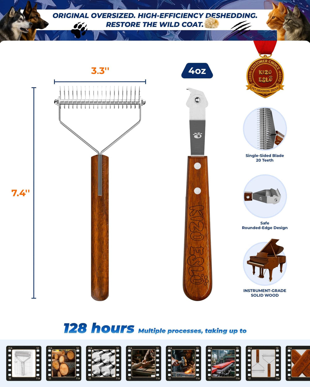 Mango de madera Sapele ergonómico para sesiones largas