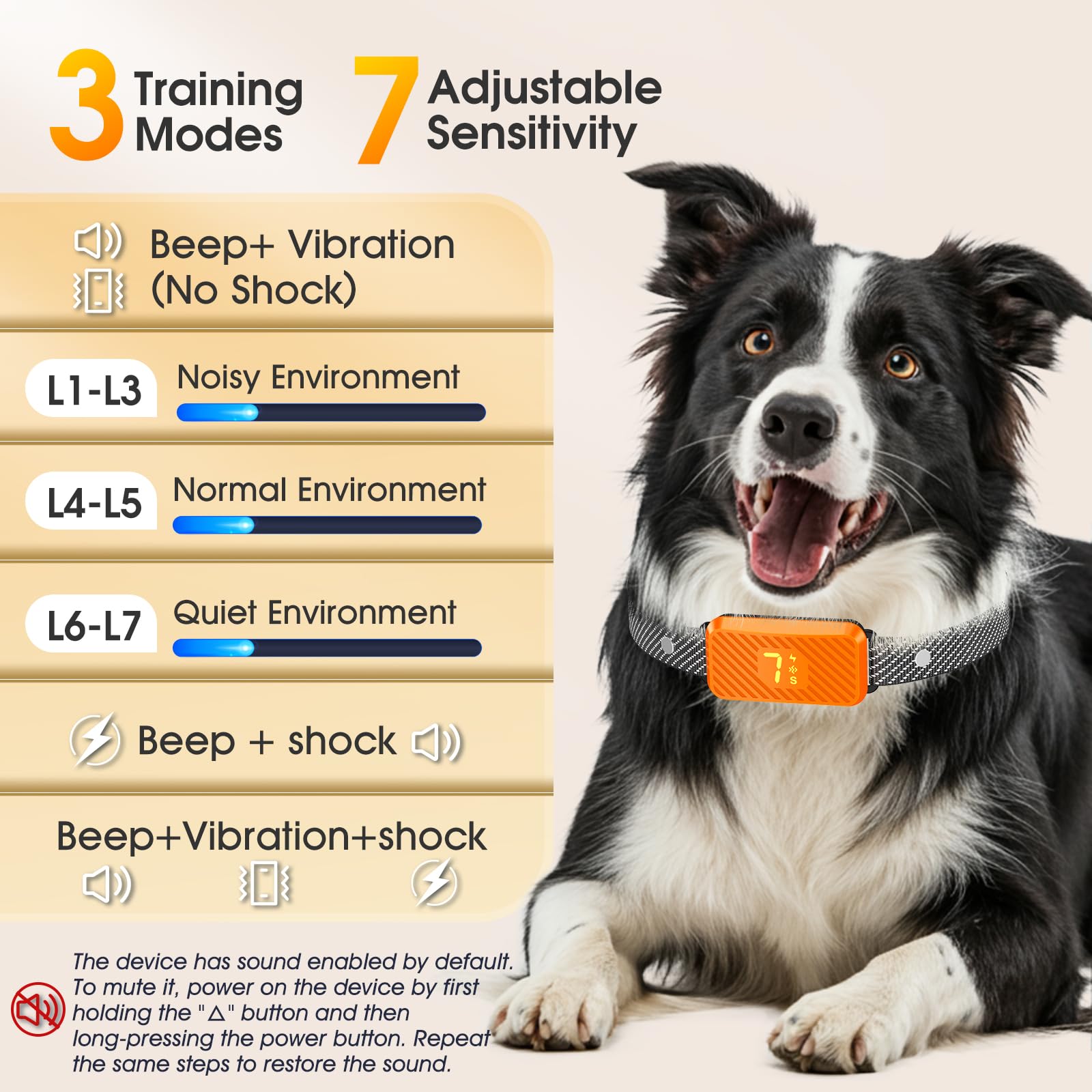 KJKZO collar entrenamiento personalizable con 3 modos y 7 niveles