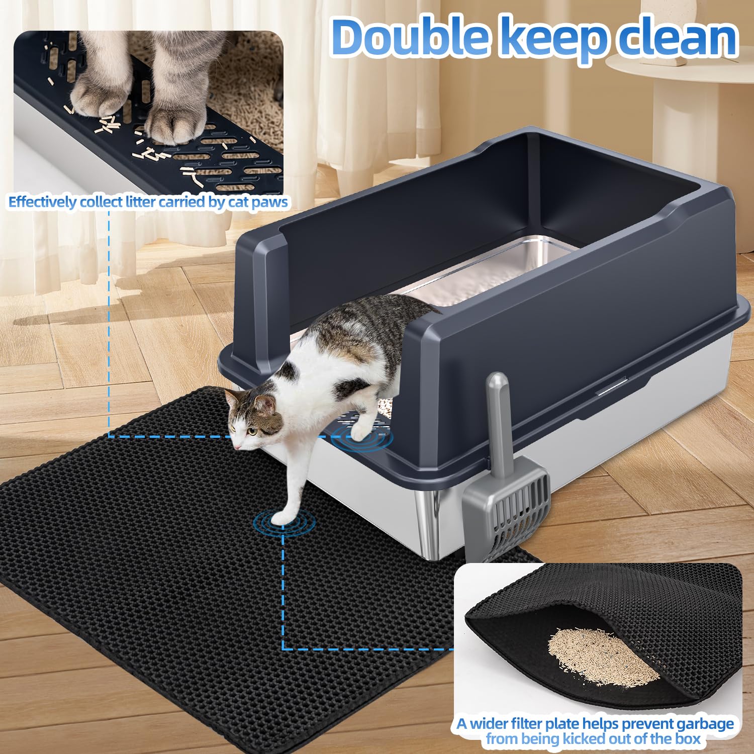 kmnsun caja de arena inoxidable xxxl durabilidad de acero de alta calidad