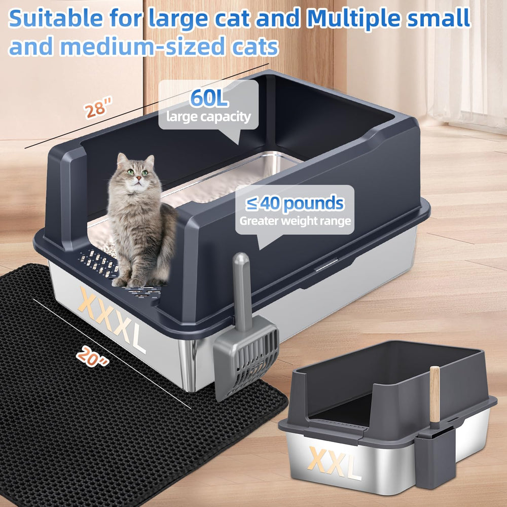 kmnsun caja de arena inoxidable xxxl limpieza fácil con agua y paño