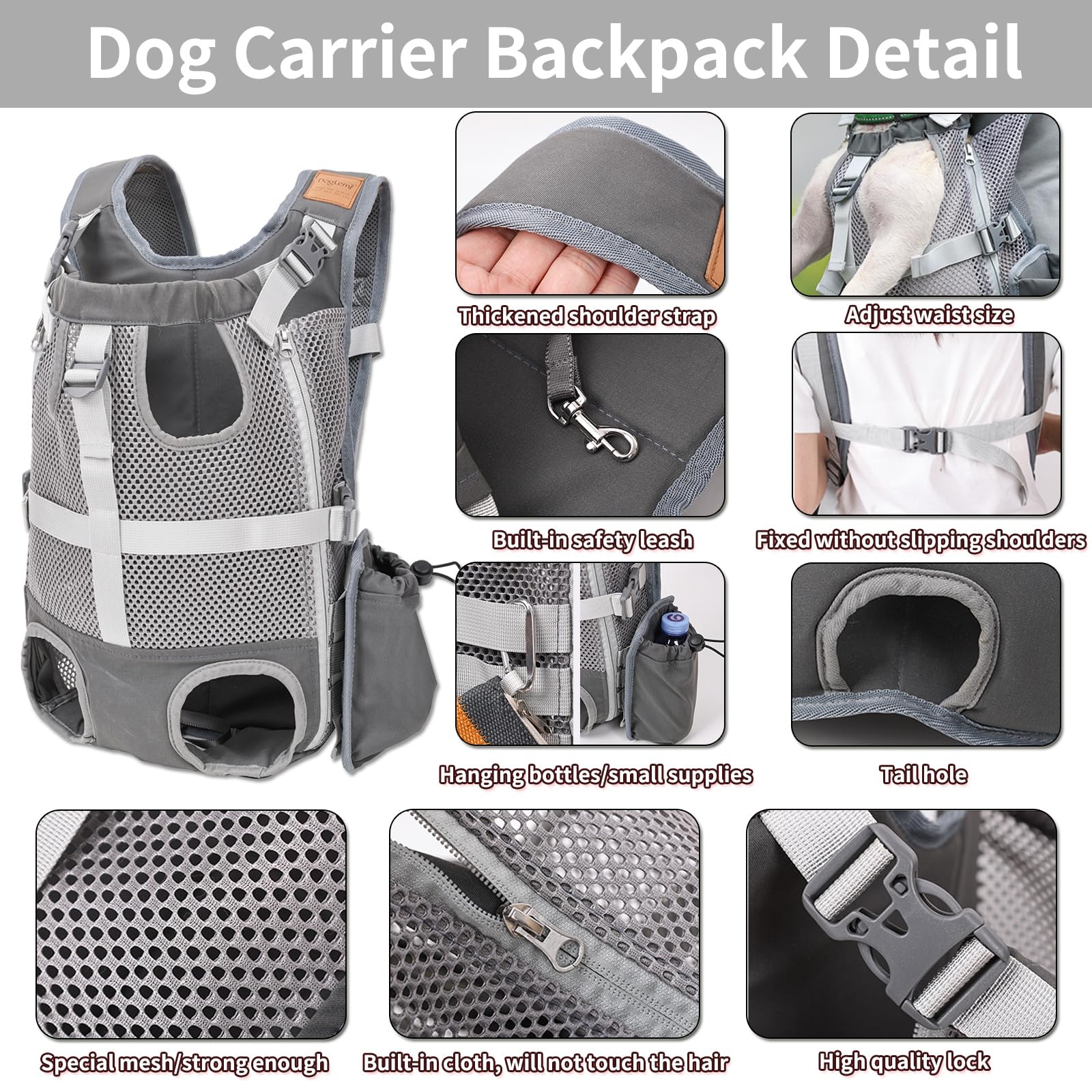 Kodervo ajuste ergonómico para perro en frente, evita presión en cuello durante caminatas.