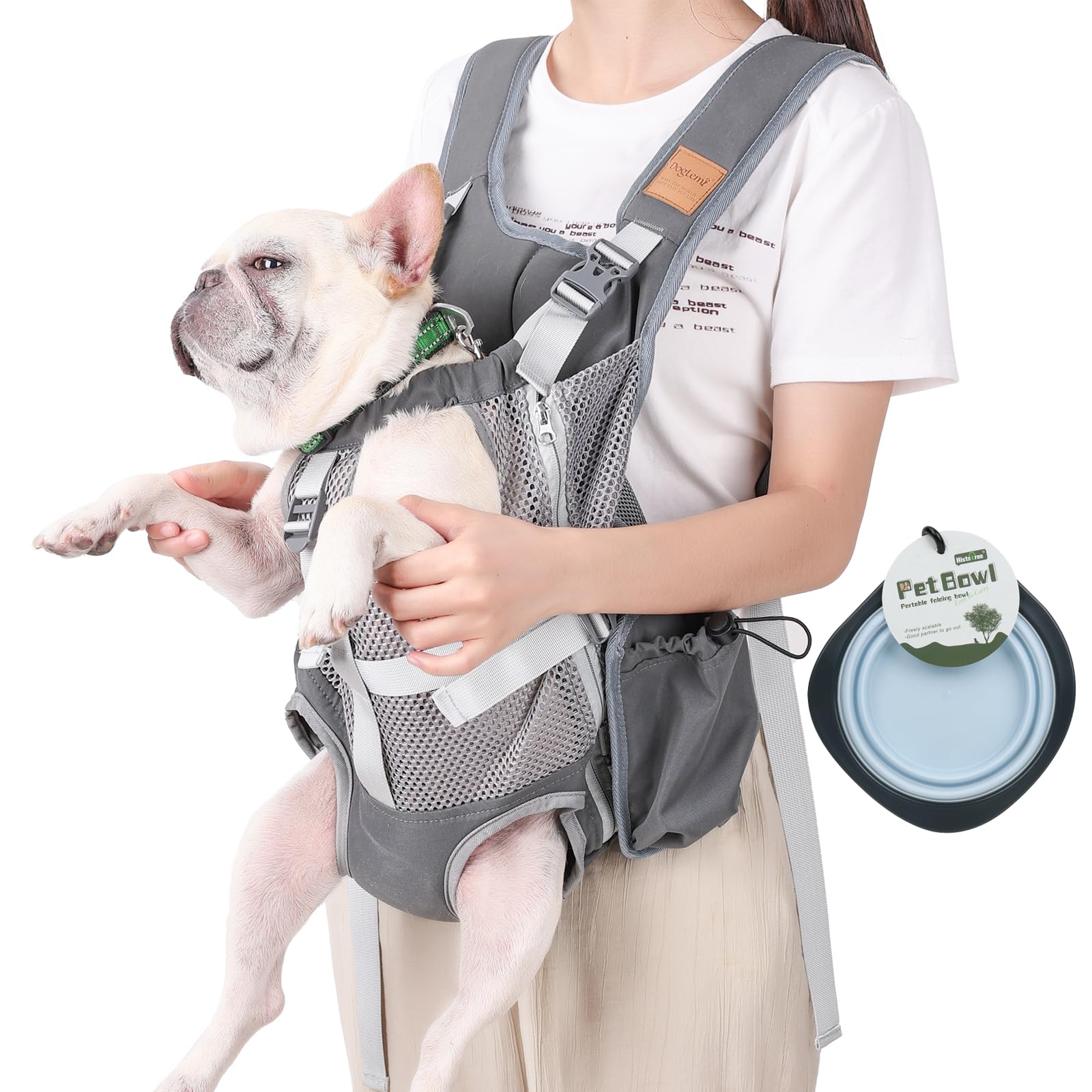 Kodervo Mochila portadora para perro, frontal, cabeza y patas expuestas para comodidad.