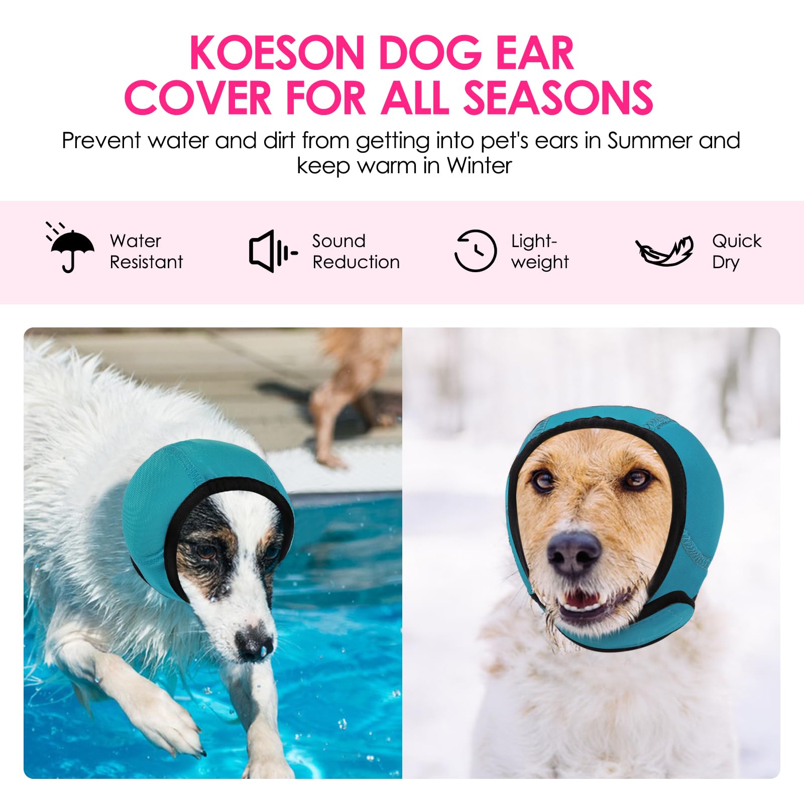 KOESON diseño sin sacudidas, protege orejas durante paseos y grooming.