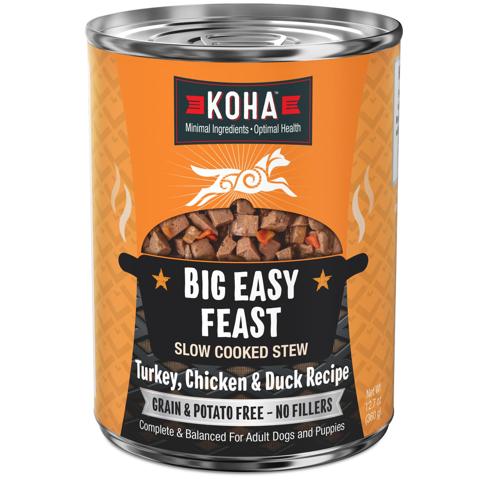 KOHA Big Easy Feast Stew: lata de 12,7 oz abierta con estofado tierno