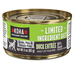 KOHA paté de pato para gatos, primer plano, textura suave ideal para estómagos sensibles