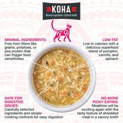 KOHA Pure Shreds, gato comiendo con entusiasmo.