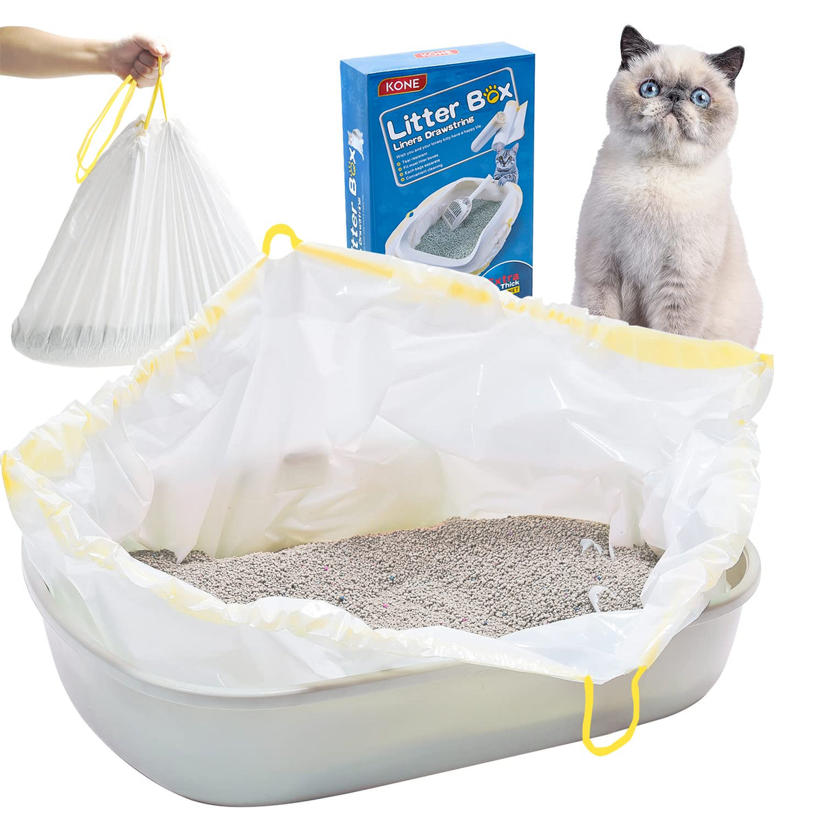 Bolsas KONE resistentes para caja de arena, ideales para cambios diarios.