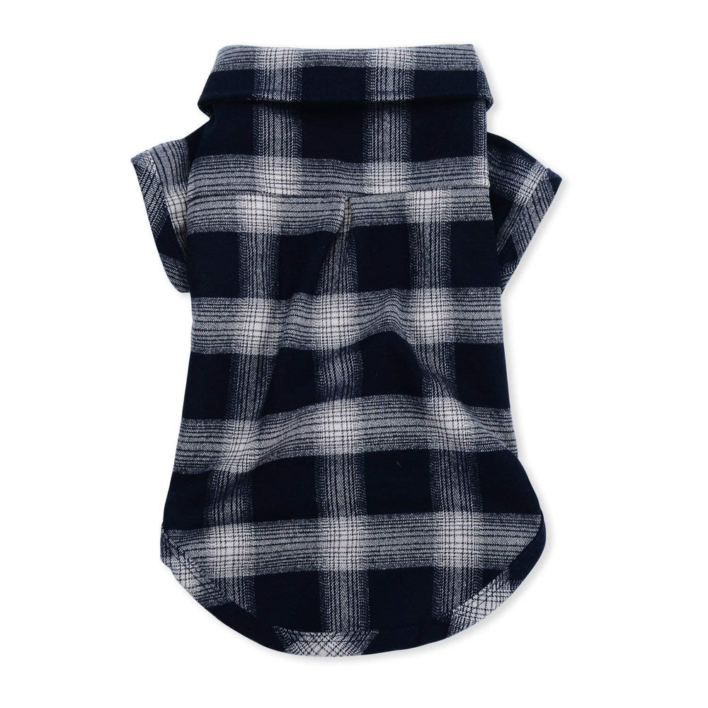 Koneseve camisa perro cuadros collar detalle, añade elegancia suave para eventos.